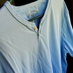Lucky Brand Venice Burnout Henley Shirt Mens XL Light Blue Short Sleeve Soft